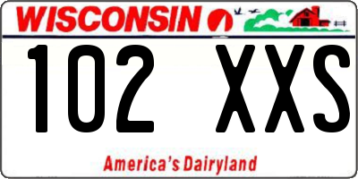 WI license plate 102XXS
