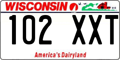 WI license plate 102XXT