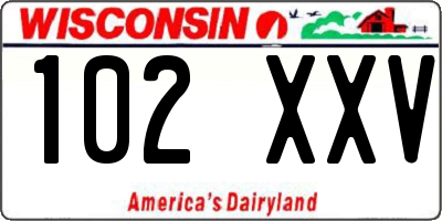 WI license plate 102XXV