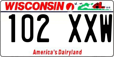WI license plate 102XXW