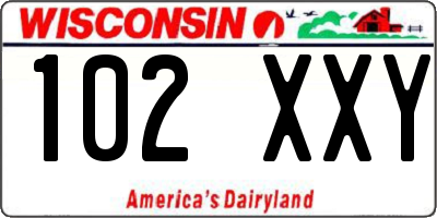 WI license plate 102XXY