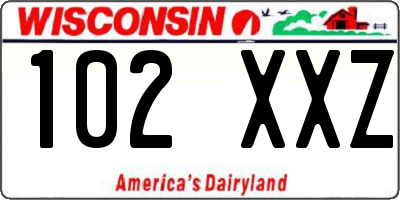 WI license plate 102XXZ