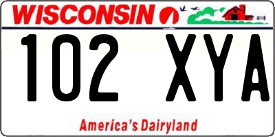 WI license plate 102XYA