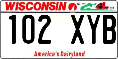 WI license plate 102XYB