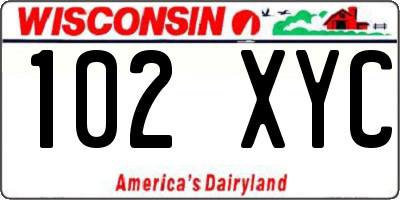 WI license plate 102XYC