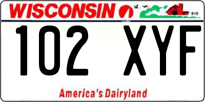 WI license plate 102XYF