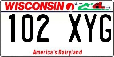 WI license plate 102XYG