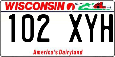 WI license plate 102XYH