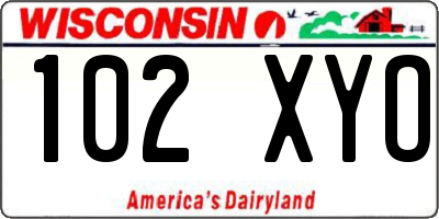 WI license plate 102XYO