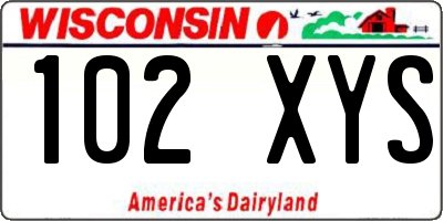 WI license plate 102XYS