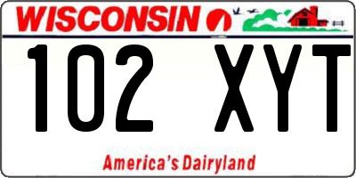 WI license plate 102XYT