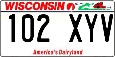 WI license plate 102XYV