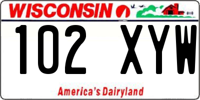 WI license plate 102XYW