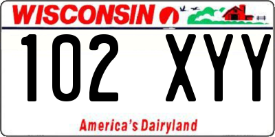WI license plate 102XYY