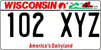 WI license plate 102XYZ