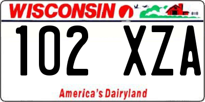 WI license plate 102XZA