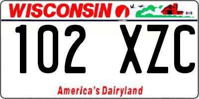 WI license plate 102XZC