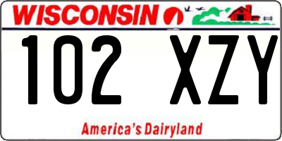 WI license plate 102XZY