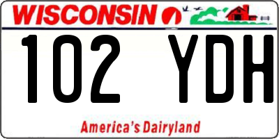WI license plate 102YDH