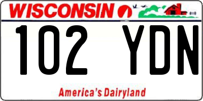 WI license plate 102YDN