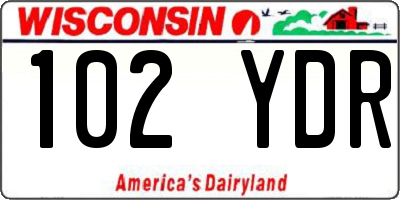 WI license plate 102YDR