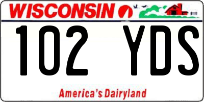 WI license plate 102YDS