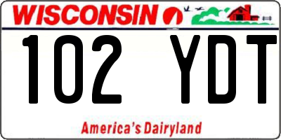 WI license plate 102YDT
