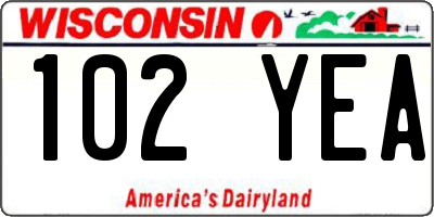WI license plate 102YEA