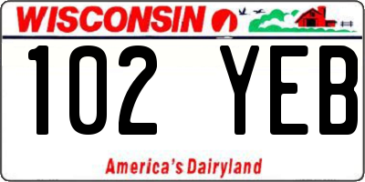 WI license plate 102YEB
