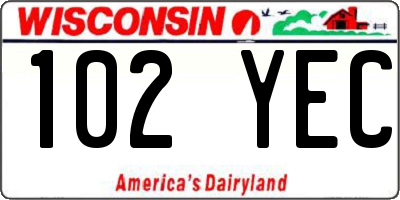 WI license plate 102YEC