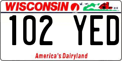 WI license plate 102YED
