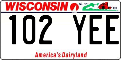 WI license plate 102YEE