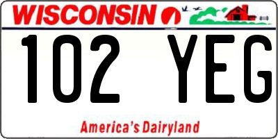 WI license plate 102YEG