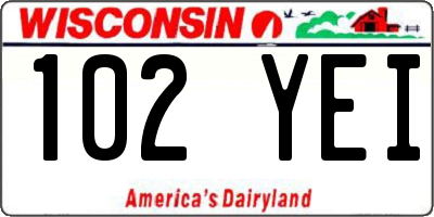 WI license plate 102YEI