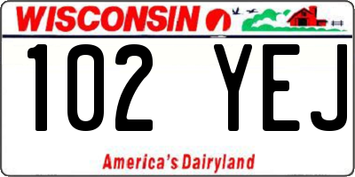 WI license plate 102YEJ