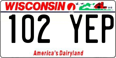 WI license plate 102YEP