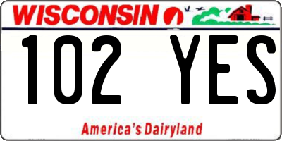 WI license plate 102YES