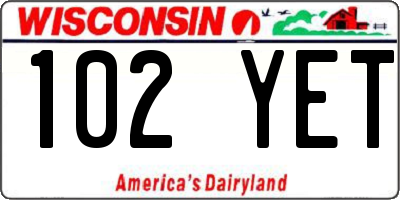 WI license plate 102YET