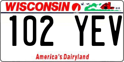 WI license plate 102YEV