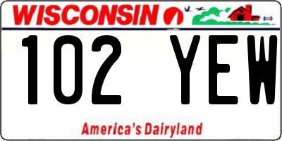 WI license plate 102YEW