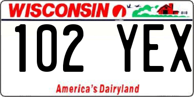 WI license plate 102YEX