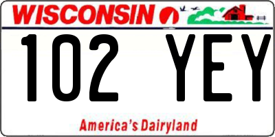 WI license plate 102YEY