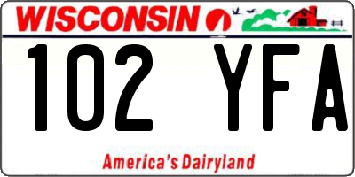 WI license plate 102YFA
