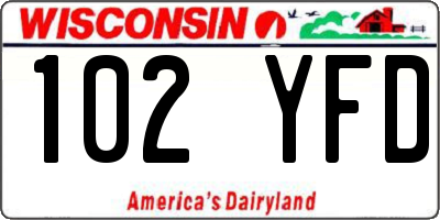 WI license plate 102YFD