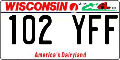 WI license plate 102YFF