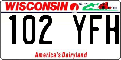 WI license plate 102YFH