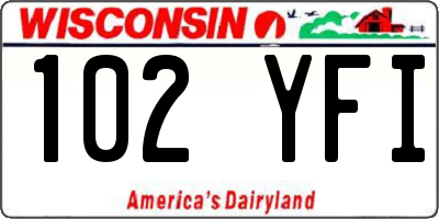 WI license plate 102YFI
