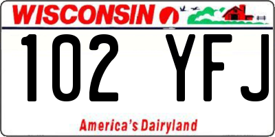 WI license plate 102YFJ