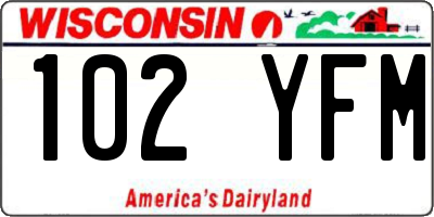 WI license plate 102YFM