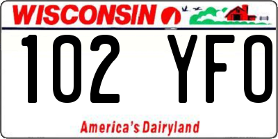 WI license plate 102YFO